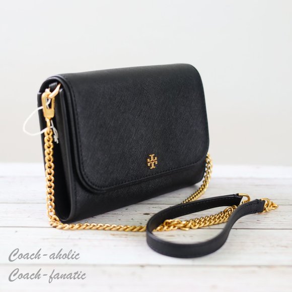 NWT Tory Burch Emerson Chain Wallet Leather Crossbody in Black - Picture 5 of 13